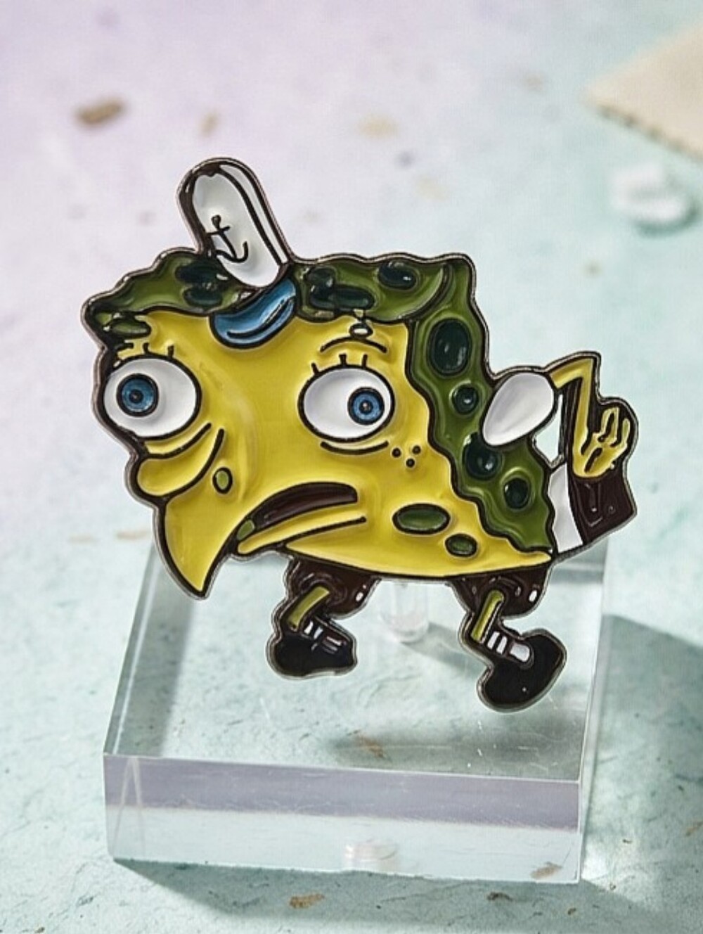 Mocking SpongeBob SquarePants Enamel Pin, Sarcastic Meme Collectible Lapel